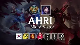 Ahri Mid vs Viktor - KR Challenger Patch 8.8