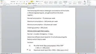 STOCK LEVEL COMPUTATION - COST ACCOUNTING