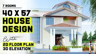 40 by 57 House Designs with 7 Rooms and 3D Front Elevation | 2280 SQFT Floor Plan #D310