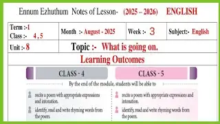 August 3rd week, Lessonplan 4th 5th standard 