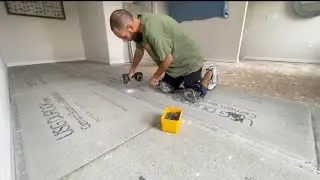 Durock installation over wooden subfloor! #tilewithme #durock #howto #subfloor #stepbystep #diy