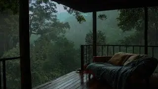 Quiet Rainy Day on Balcony Surrounded by Forest | Relaxing Rainy Day Ambience