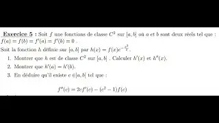 Théorème des accroissements finis et théorème de Rolle (Ex5, Série II de TD d'analyse I, SMPC)
