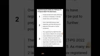 Supreme court order as it refuses to postpone neet pg 2022 exam