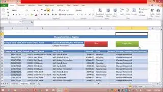 Cheque Book Maintenance Register
