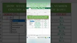 Data Entry tips|with Continue Serial Number Column After Deleting Few Row|Serial  Number arrange