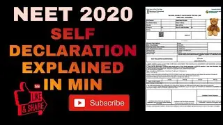 NEET 2020 | HOW TO FILL SELF DECLARATION FORM | STEP BY STEP EXPLAINED | IN 1 MINUTE | IN ENGLISH