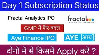 Fractal Analytics IPO | Aye Finance IPO | Day 1 Subscription Status | 