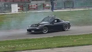 FD RX-7 Hood Flies Up During Tandem Train and Keeps Drifting - CAN'T STOP DRIFT TEAM HIGH FADE