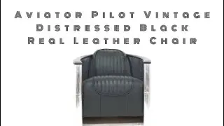 Aviator Pilot Vintage Distressed Black Real Leather Chair