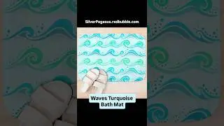 Waves Turquoise Bath Mat by SilverPegasus #bathmat #waves #wavesbathmat #bathroomdecor #coastaldecor