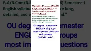 OU Degree 1st Sem English 2025-26|Most Important Questions with Answer B.A B.Com,B.Sc,BBA Last part