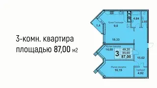 Продажа 3-к квартиры европланировки 87 м2, этаж 6, Литер 9, ЖК Империал, Краснодар