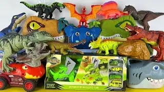 ASMR Satisfying Unboxing Jurassic World Rebirth T-rex Carnotaurus Pteranodon Triceratops Dino Truck