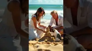 Trump Destroys Sandcastle ⛱️ But Cat Rebuilds It Like a Pro! 🐾🏰