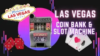 Vintage Silver Cast Iron Las Vegas Nevada Novelty Toy Working Slot Machine Bank