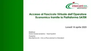 Webinar “Accesso al Fascicolo Virtuale dell’Operatore Economico tramite la Piattaforma SATER”