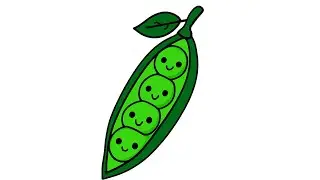 How to Draw Cute Peas in a Pod | Easy Drawing for Kids