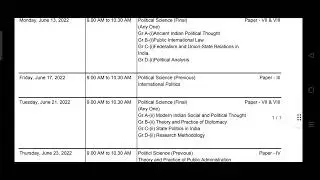 MGSU M.A. Political Science time table 2022 ||