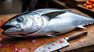 Tuna Cutting Skills at the Fish Market in Sorong City, Indonesia