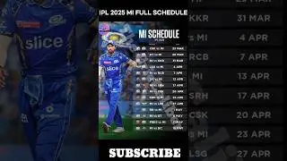 MI FULL SCHEDULE IPL 2025 #shorts