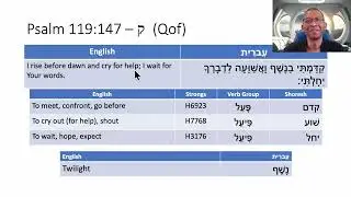 Hebrew - Reading Psalm 119:147 - ק (Qof)