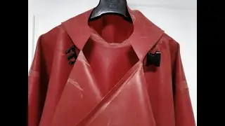 VERY HEAVY, PURE SOFT NATURAL RUBBER RED RAINSUIT JUMPSUIT OVERALL XL-XXL, sz 45 5,5 kg UNLINED RARE