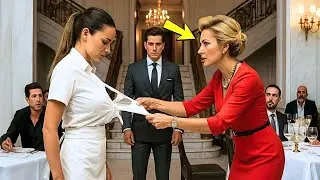ARROGANTE LE ROMPI&Oacute; EL VESTIDO CREYENDO QUE ERA SOLO UNA MESERA&hellip; PERO SU ESPOSO MILLONARIO OBSER