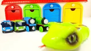 Iron Man & Marvel Tayo Small Bus Garage Toy Snark Monster Toys Thomas Tayo