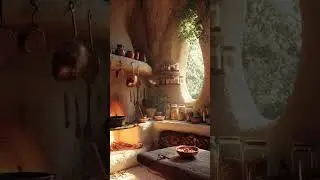 Inside the Cozy Cave Kitchen 🔥🍄 Hidden Home #shorts