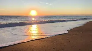 Full Un-Looped Sunset on the Beach with Relaxing Ocean Waves ASMR 🌅 2H in 4K