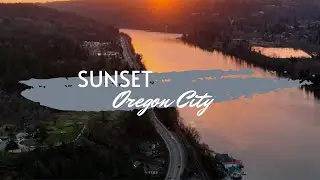 Willamette River, Oregon City and Canemah at Sunset