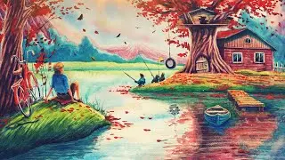 Fishing At The Most Peaceful Lake Ambience ASMR : Lake Nature Sounds, Fishing Reels, Water Splashes