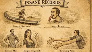 INSANE WORLD RECORDS Illustrated in Vintage Scientific Style