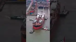Epic Tanker Launch! Watch the Mega Ship Hit the Water! 🌊#MegaShip #ShipLaunch #AdrenalineMachines