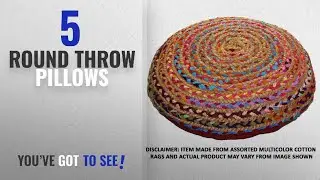 Top 10 Round Throw Pillows [Winter 2018 ]: Cotton Craft - Hand Woven Jute & Cotton Multi Chindi