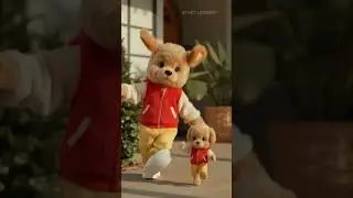 Pet Fashion Star! 🐾 Dancing Plush Puppy in Red Vest Hoodie & Yellow Pants ❤️ #shorts