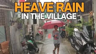 HEAVY RAIN IN A DENSELY POPULATED VILLAGE | RELAXING SOUND OF RAIN 