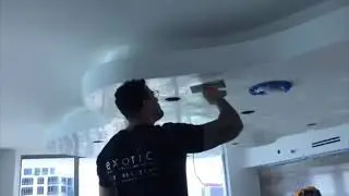 Clean white venetian plaster for this accent ceiling, Exotic Style!