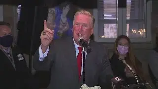 VIDEO NOW: Republican candidate for Cranston mayor Ken Hopkins speaks to supporters