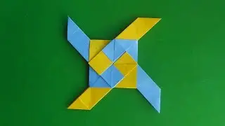 Четырёхконечная звёздочка ниндзя со сборной разноцветной серединой // Four-pointed ninja star