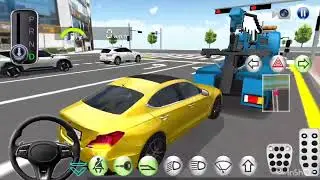 3D driving car game | blue crane and yellow car