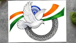 How to Draw Mandala for Beginners | 76th Republic Day Mandala Art 🇮🇳 | Bird & Tricolor Drawing