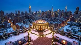 Magical New York City Christmas Night 🎄 Snowy Times Square, Holiday Lights & Relaxing Festive Music