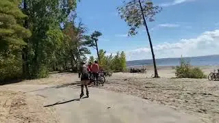 Tranquil  Rollerblading in the forest trail of Oka, Quebec