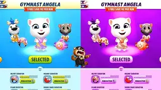 TALKING TOM GOLD RUN - GYMNASTICS ANGELA vs COLOUR CHANGE - CHERECTER - FIGHT WITH RACCOON GAMEPLAY