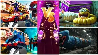 Spider Worm Showdown🚂Thomas Spider EXEvs🐛Cute but Dangerous Worms vs🧸Huggy Wuggy&ndash;VIRAL MONSTER FIGHT
