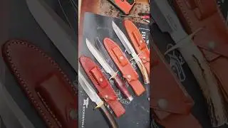 Stag , leather and wood handle Randall Made knives