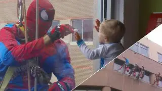 Window Cleaners Dress as Batman, Spider-Man to Cheer Kids in Iowa Hospital
