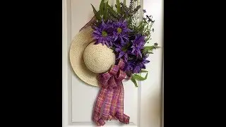 How to make a beautiful wall or door decoration from a dollar tree straw hat